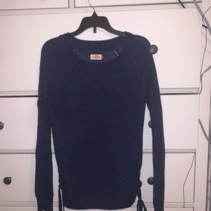 So Blue Knit Sweater with Tie Sides